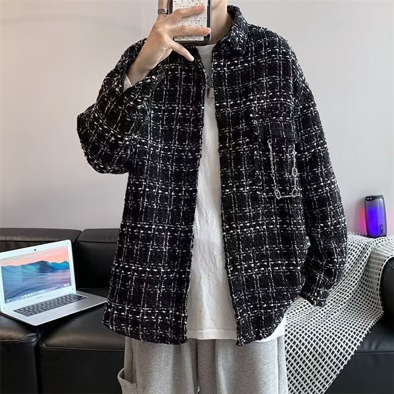 春秋季潮流ins小香风外套男设计感痞帅工装夹克上衣 W7070-P44图片