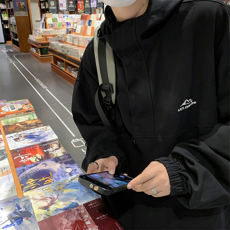 冲锋衣外套男秋季新款复古机能痞帅百搭宽松工装夹克WJ9268-P65,男装夹克,星座1008