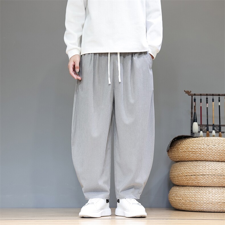 秋冬休闲裤男宽松大码哈伦裤潮流风长裤男日系弯刀裤AK40P50,男装休闲裤,星座220-2