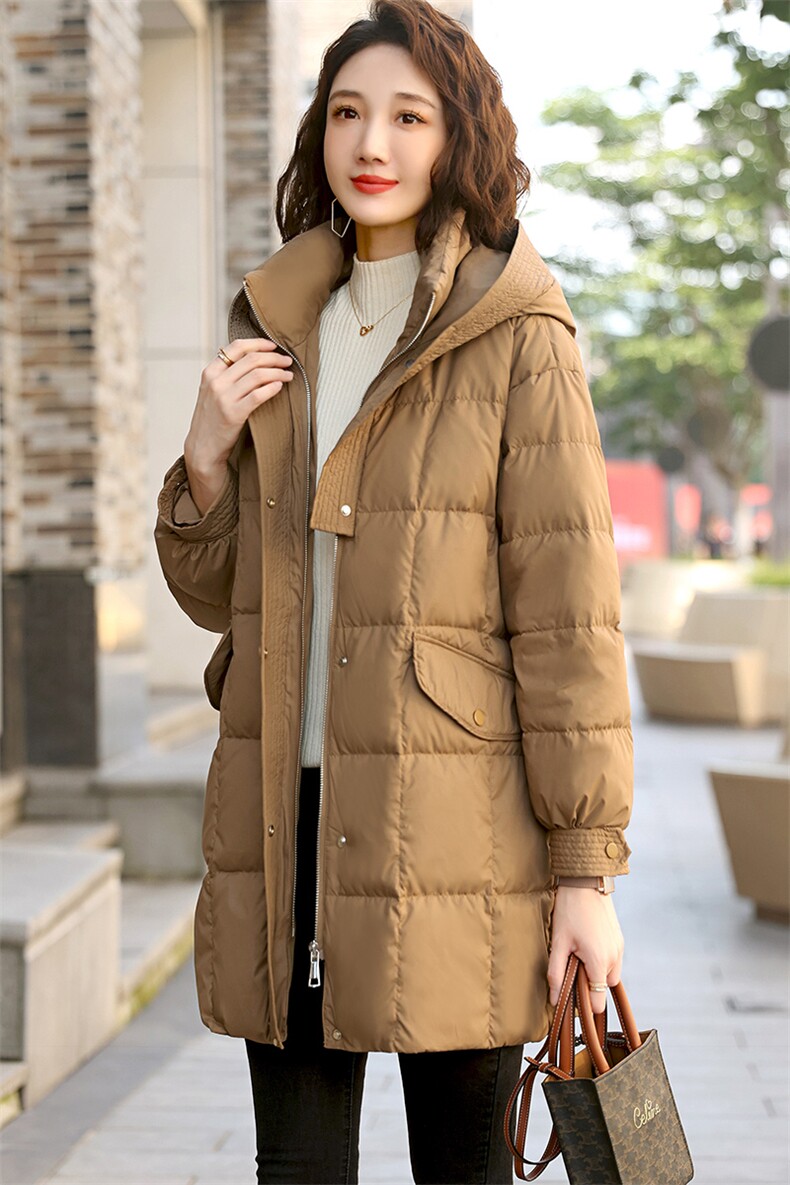2024冬装新款时尚百搭潮流气质中长款休闲减龄羽绒服外套女,女装羽绒服,丽影随形