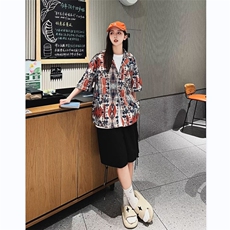 夏季衬衫男女短袖印花蝴蝶百搭宽松2024新款ins帅气外套CY853-P29，男装衬衫，星座412-3