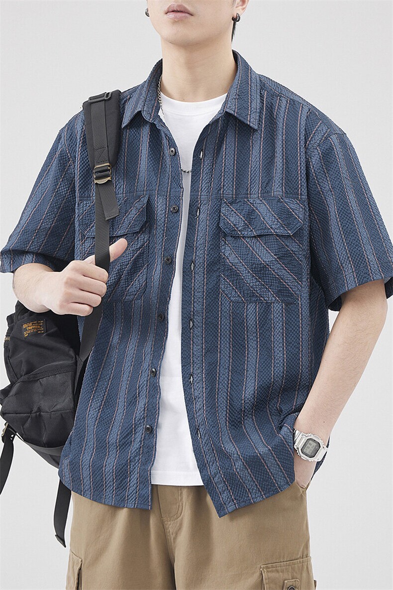 定织提花泡泡纱面料定制图案男休闲衬衫外套A329-Z236-P65,男装衬衫,电商A329