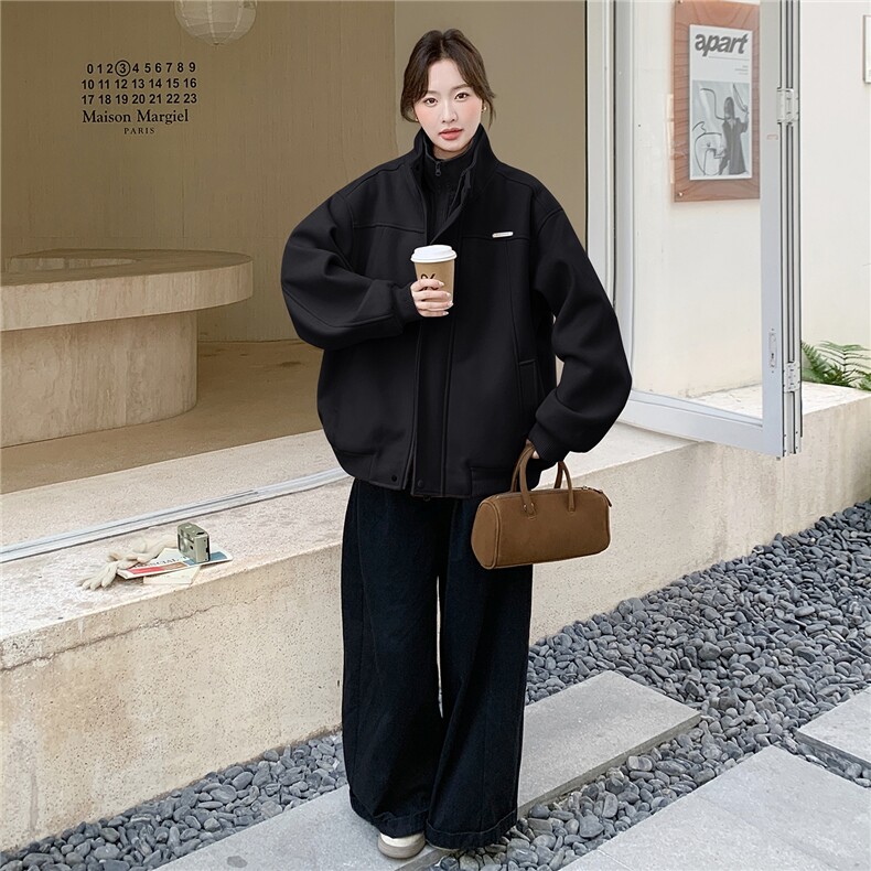 黑色设计感假两件男女同款棉衣外套女2026年冬季新款加厚保暖棉服,女装棉衣/棉服,2D036