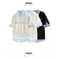 假两件短袖t恤男夏季韩版潮流港风宽松休闲潮牌体恤衫TT0352-P48，男装T恤，星座308B-2