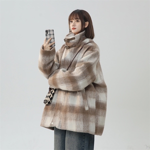 毛呢美式重磅小香风外套秋冬格子棉服高街夹克A170-N905-TP100图片