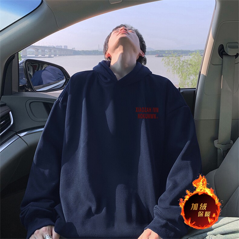 抖音得物供货可提供视频秋冬重磅美式宽松连帽卫衣WKD29,男装卫衣,电商A486