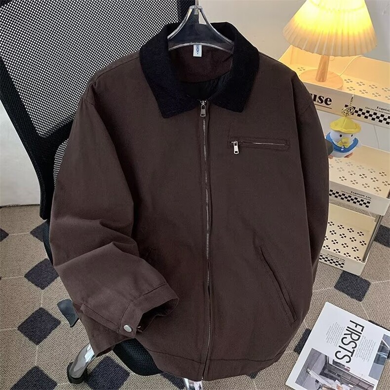 得物品质秋款男夹克衫灯芯绒领拉链口袋外套JK0119P77,男装夹克,星座1013-1