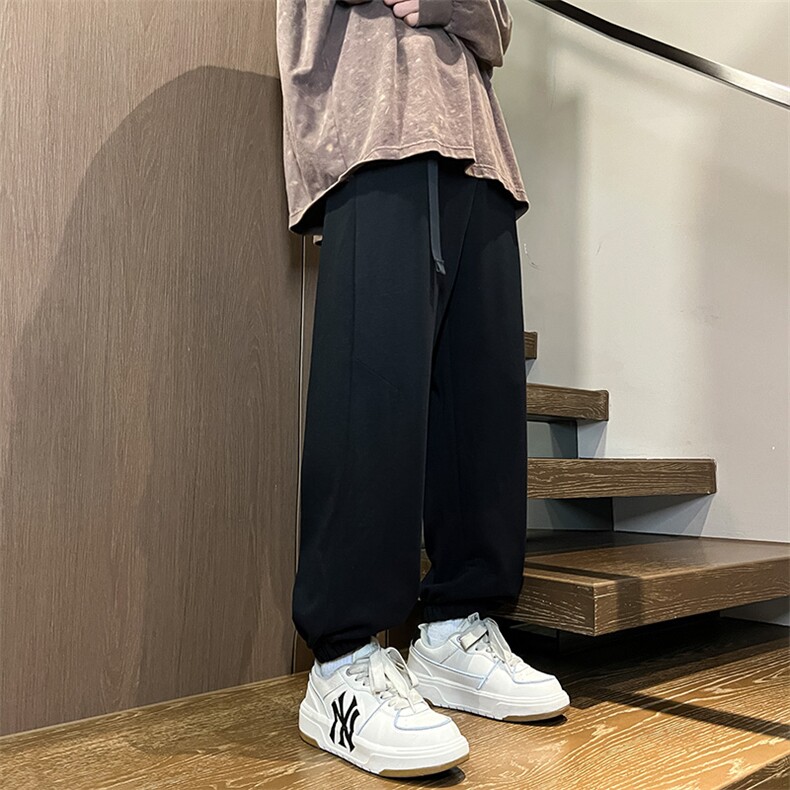 港风秋冬长裤宽松休闲扣带松紧腰束脚卫裤K23303-P40控58,男装休闲裤,星座717