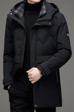 男装冬季新款中长款羽绒服上衣中年男士商务休闲连帽白鸭绒外套，男装羽绒服，电商B212（原钱塘6029）
