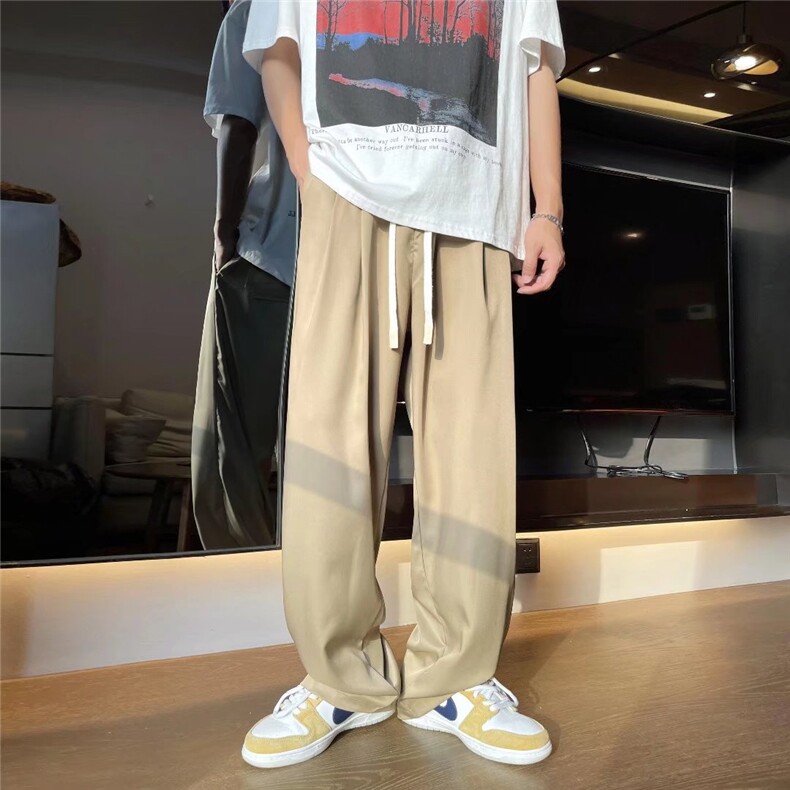春夏运动休闲裤男直筒垂感ins潮牌西装布冰丝裤K2973P32,男装休闲裤,星座1116-2