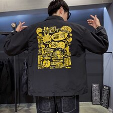 【】A003-HJ5030-P60秋装新款翻领个性印花夹克木木1，男装夹克，电商A003