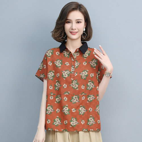 2021夏季时尚简约大方气质优雅衬衫印花,女装T恤,悦见她