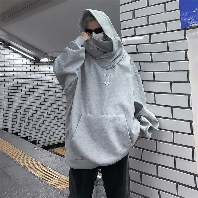 新款美式高街机能风外套高领连帽卫衣男女加绒外套Y868-P48绒55,男装卫衣,星座1008