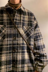 小香风百搭夹克外套拼色复古翻领宽松衬衫男C2166JR（加绒）特P48，男装夹克，电商A007