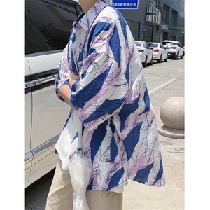 夏季男士短袖衬衫男宽松休闲半袖寸衫五分袖衬衣外套 CW1030图片