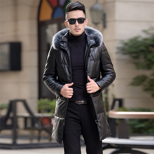 1719钱塘2021-1中长款连帽皮衣羽绒服600图片