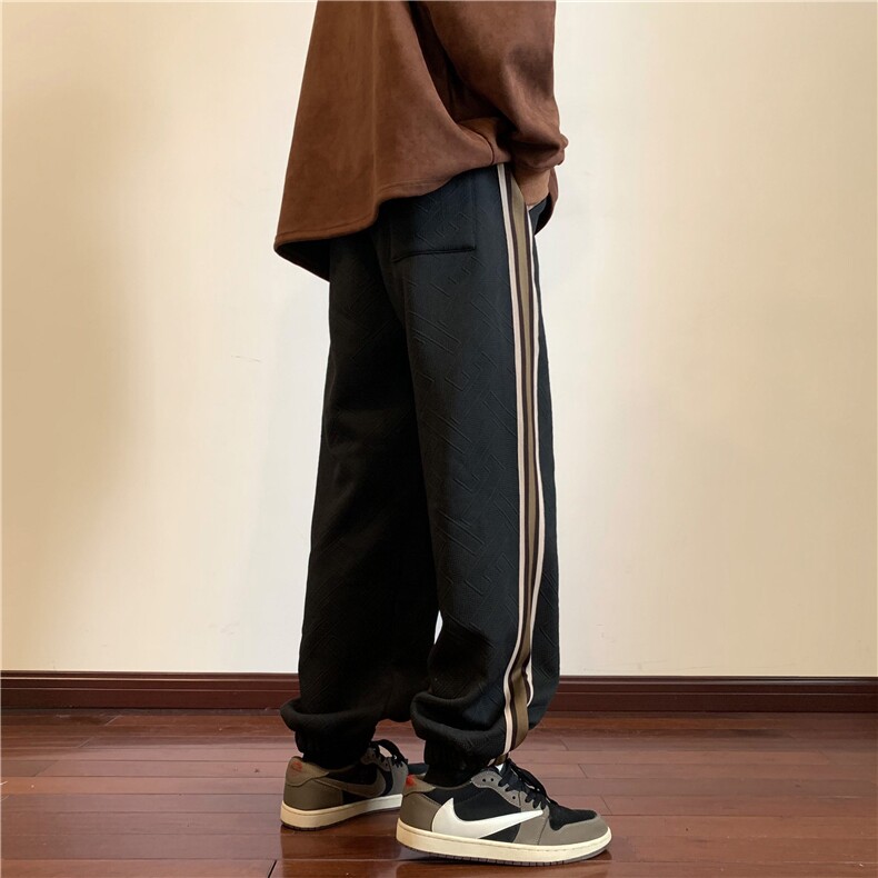 冬季加绒加厚织带提花束脚休闲裤M~5XLXZ604-KG52JR-P65控78,男装卫衣,星座604
