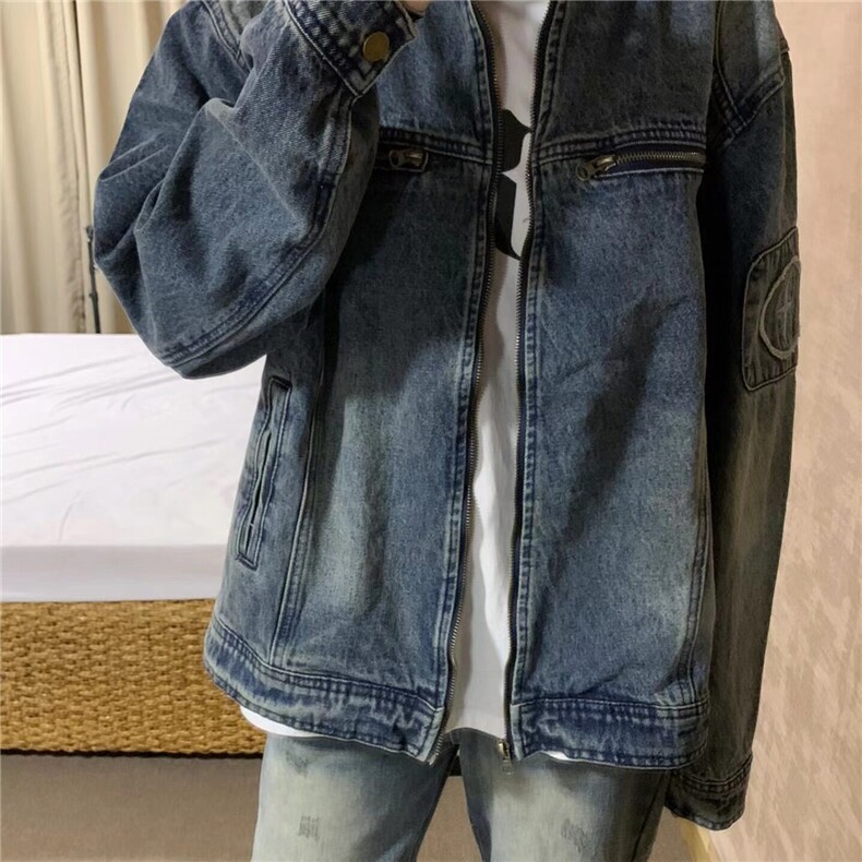 DY2306-P75春秋潮牌重磅质感水洗牛仔外套男女休闲外套-网图现货,男装夹克,星座603-2