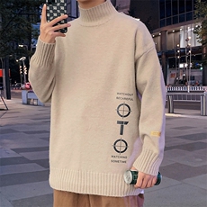 M18114-P45加绒P65半高领毛衣男士大码针织衫男毛线衣男线衫，男装针织衫/毛衣，电商A040