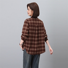 时尚格子加厚衬衫女长袖上衣宽松显瘦衬衣，女装衬衫，3200格调