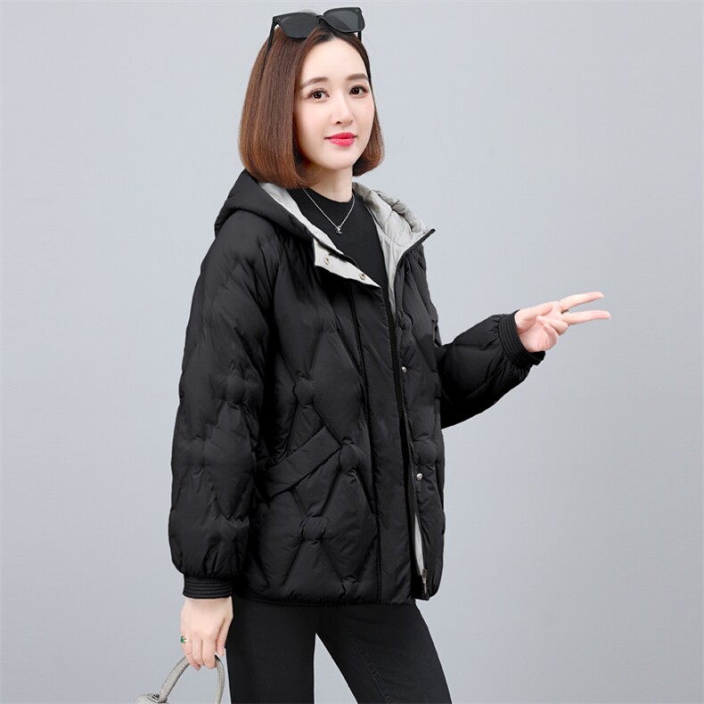2023新款时尚宽松连帽羽绒服女短款加厚保暖外套,女装羽绒服,依恋蒂丝