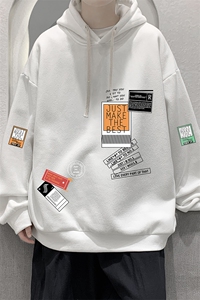 WY2121-P35 纯棉连帽卫衣男大码运动帽衫宽松薄外套男图片