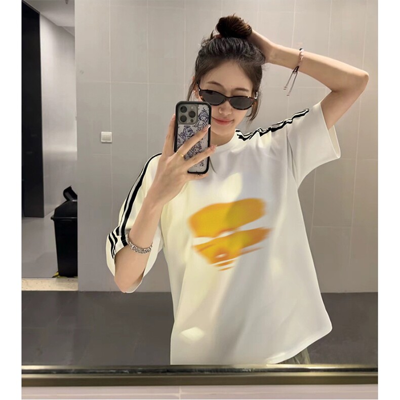 抖音得物高品质二开240克宽松纯棉美式潮牌三条杠织带短袖T恤,男装T恤,电商A486