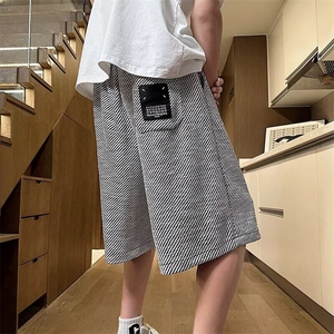 银丝条五分裤男女韩版潮流高街帅气百搭2026夏季ins短裤K6202-P32图片