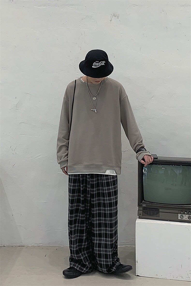 卫衣男2021春新款运动时尚圆领假两件套头衫DT,男装卫衣,电商A102