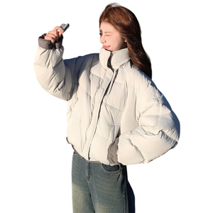 版学院风减龄加厚羽绒服女2025年冬季新款连帽保暖白鸭绒面包服图片