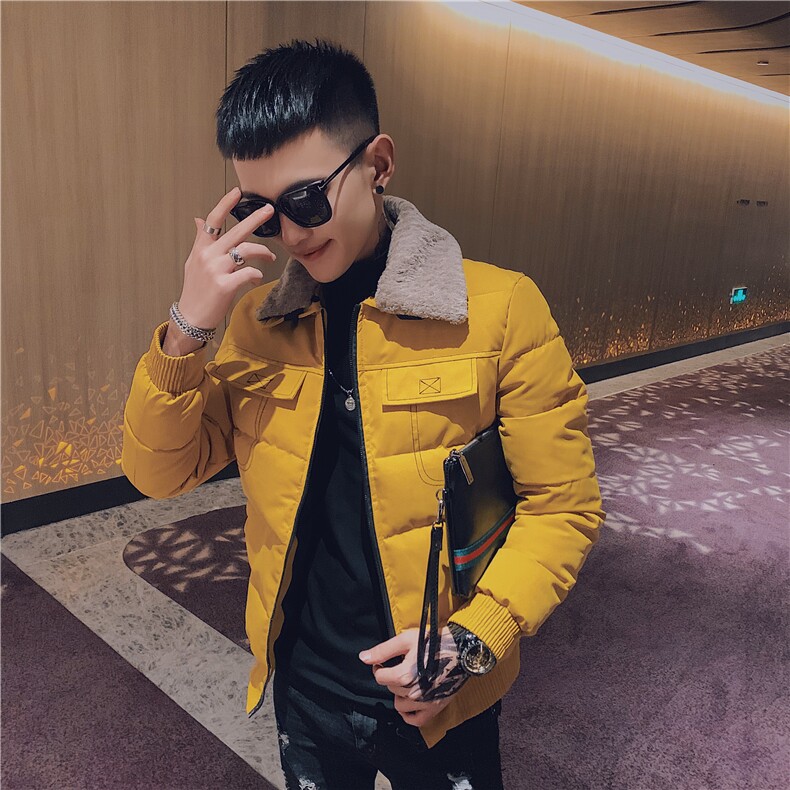 网红社会精神小伙棉衣潮男韩版修身帅气棉服羊羔毛翻领MF02-P125,男装棉衣,电商C301B
