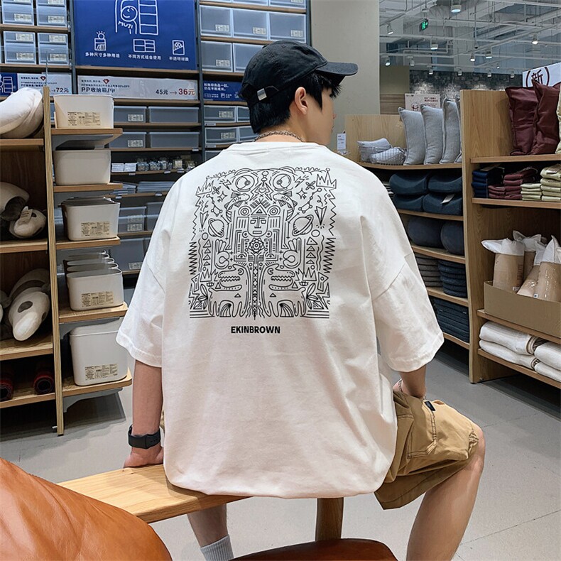 1港风新风休闲情侣大码M-5XL嘻哈潮短袖T恤男DT7795P25控38图片