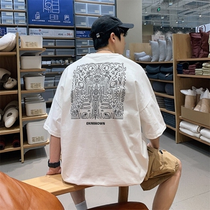 1港风新风休闲情侣大码M-5XL嘻哈潮短袖T恤男DT7795P25控38图片