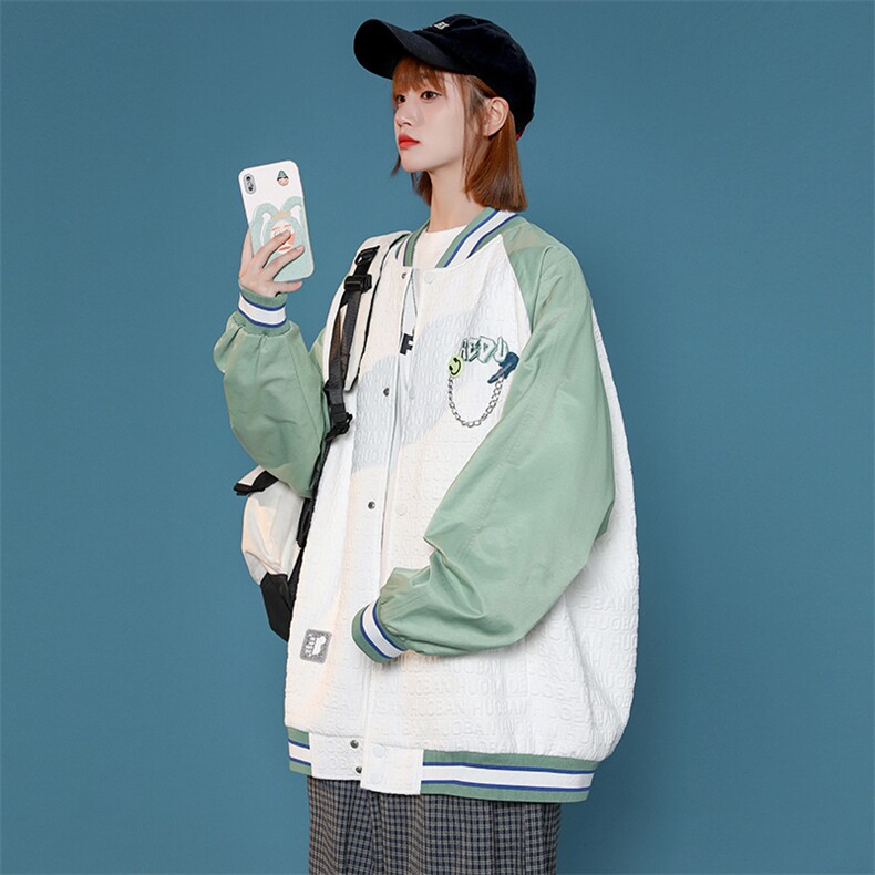 秋装新品潮休闲宽松夹克棒球服男女2023中性风刺绣外套8013-P95,男装夹克,电商A441-1