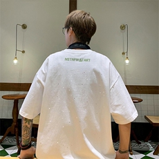 可48小时发货支持抖音得物来样二开美式满天星亮片短袖T恤MTX659，男装T恤，电商A486