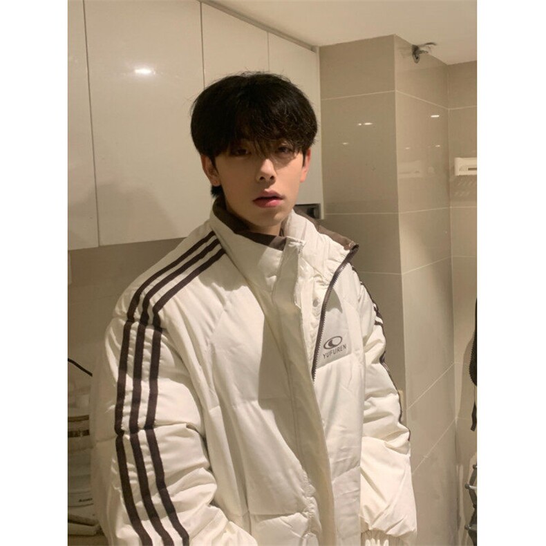 A453-P88三杠拼色棉服外套立领棉衣冬季百搭男女宽松保暖厚外套,男装棉衣,星座911