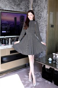 现货，春季新款，韩版千鸟格连衣裙图片