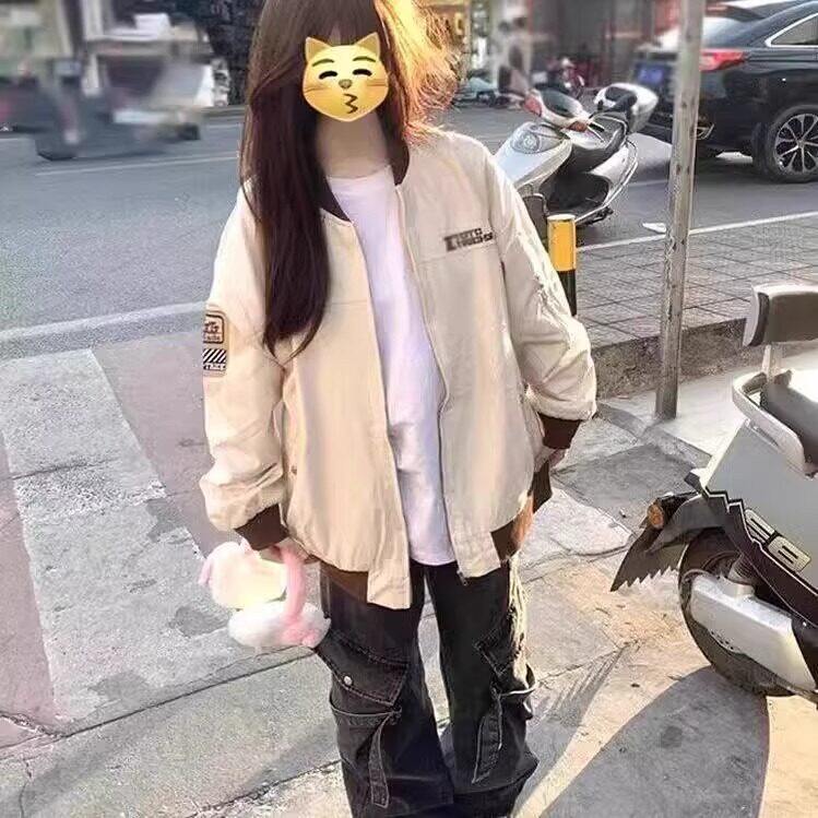 字母刺绣宽松新中式外套春秋夹克设计感情侣ins棒球飞行服 JFY78图片
