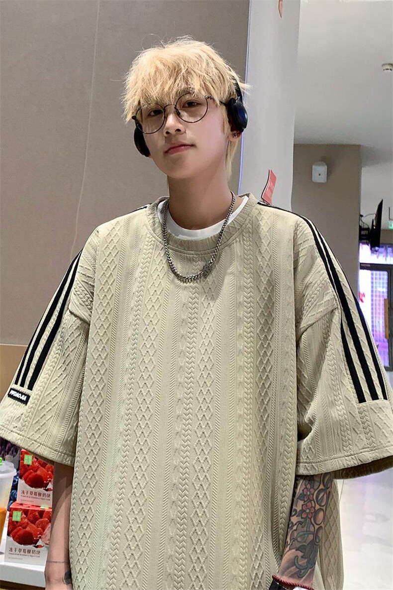 特批P28无差价25夏季oversize宽松港风百搭短袖潮圆领男上衣T2040,男装T恤,电商A001