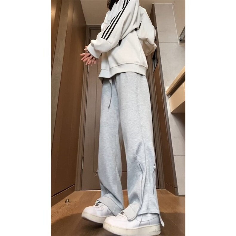 （女模视频切片）高街运动卫裤飘带侧边拉链长裤X1213-KK169-P65,男装休闲裤,星座1213