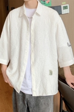 港风花型七分袖衬衫男大码M-5XL风情侣衬衫男QCS7023P45控68，男装衬衫，星座226-1