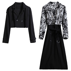 2023年春季时尚简约大方气质优雅收腰显瘦休闲修身两件套，女装套装/套裙，江南富贵女