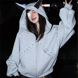 S6168-P72 美式重磅廓形连帽卫衣男女冬季高街加厚宽松图片
