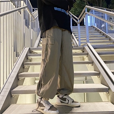 日系青春流行休闲裤潮时尚潮牌原宿新款长裤简约男抽绳束脚春季，男装休闲裤，星座716-2
