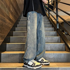 2025春季新款外景大码美式漆点牛仔裤M-5XGK24110-P60，男装牛仔裤，电商A022