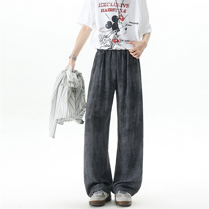8XL-M冰丝棉麻阔腿裤男防晒凉凉裤垂感直筒休闲扎染山本裤K9138,男装休闲裤,电商D206-1