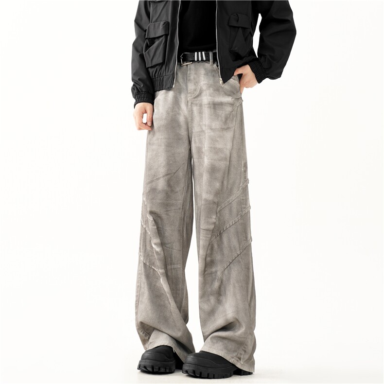 抖音品质美式高街做旧复古脏脏宽松牛仔裤B313-K137-特p45控88，男装牛仔裤，电商B313