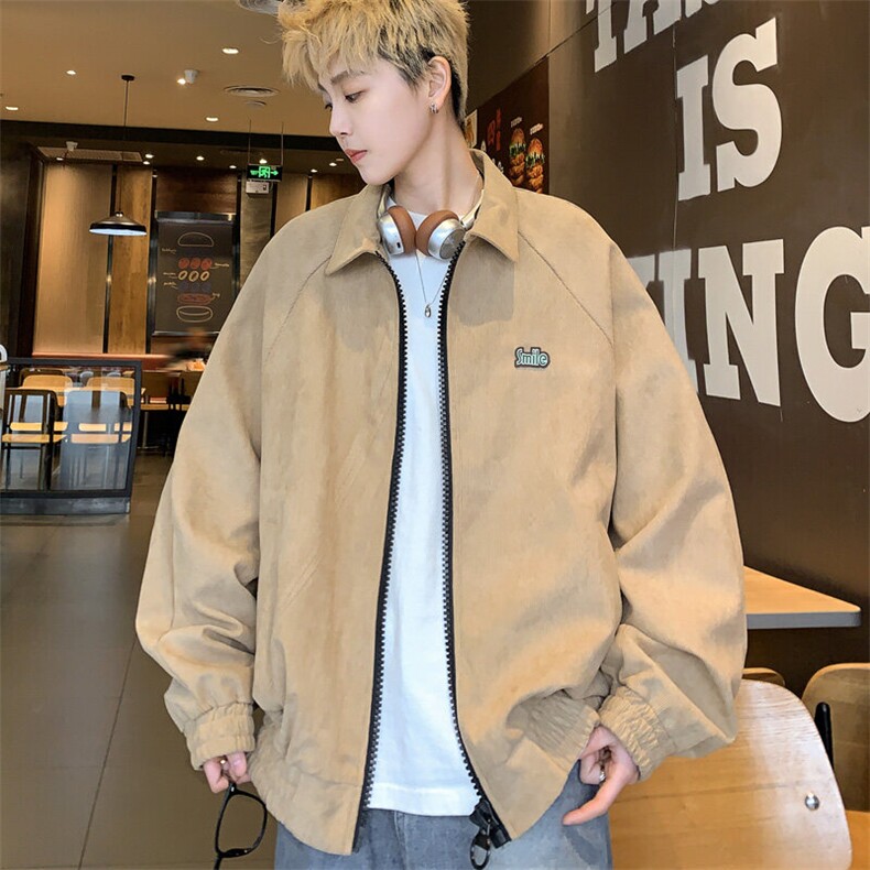 灯芯绒大拉链外套男款秋季夹克2024休闲衣服 J7089 P68图片