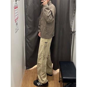D8256-P43春夏新款男侧边条束脚工装裤宽松速干百搭透气情侣长裤图片