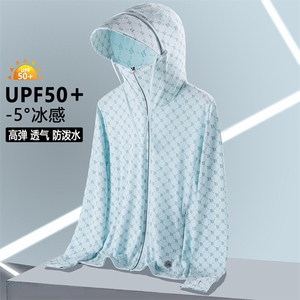UPF50+夏季新款户外潮流帽檐字母印花情侣大码薄款防晒衣1888-P25图片